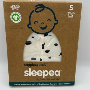 New Sleepea Happiest Baby Organic SACK SLEEP Ivory Gray Dots Size S 0-2 Months